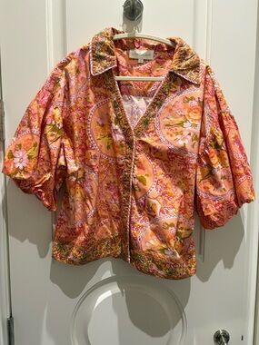 Love the Label Pink Floral Puff-Sleeve Blouse